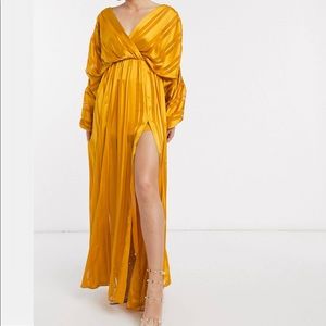 ASOS Design chain insert maxi dress yellow sz 10